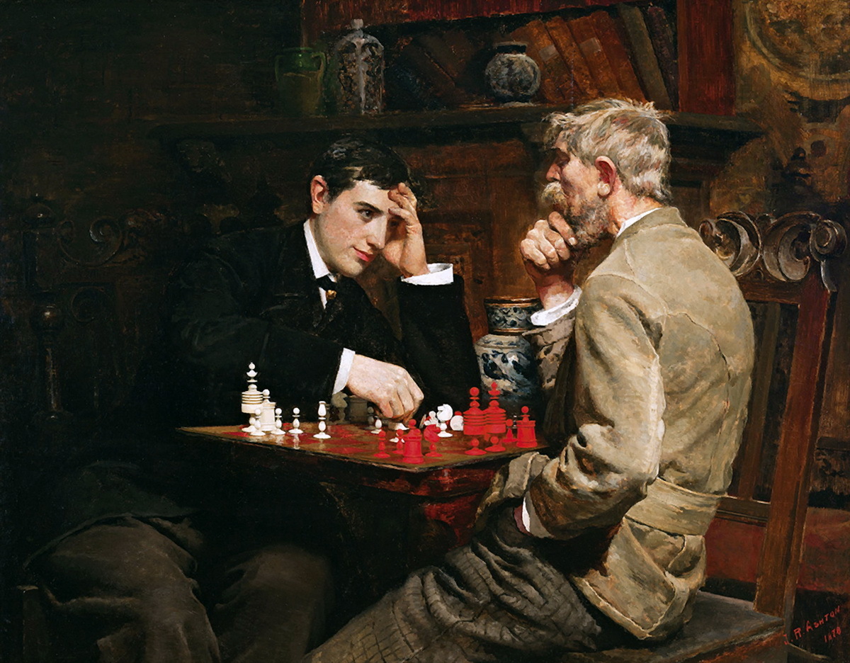 Мужчины играют в шахматы. «Игроки в карты» (1890-1895).